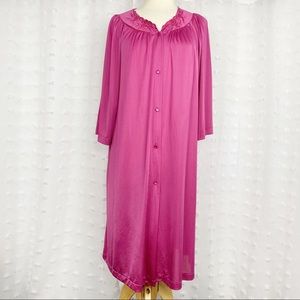 Vintage 80s 90s Shadowline dark pink house coat robe M